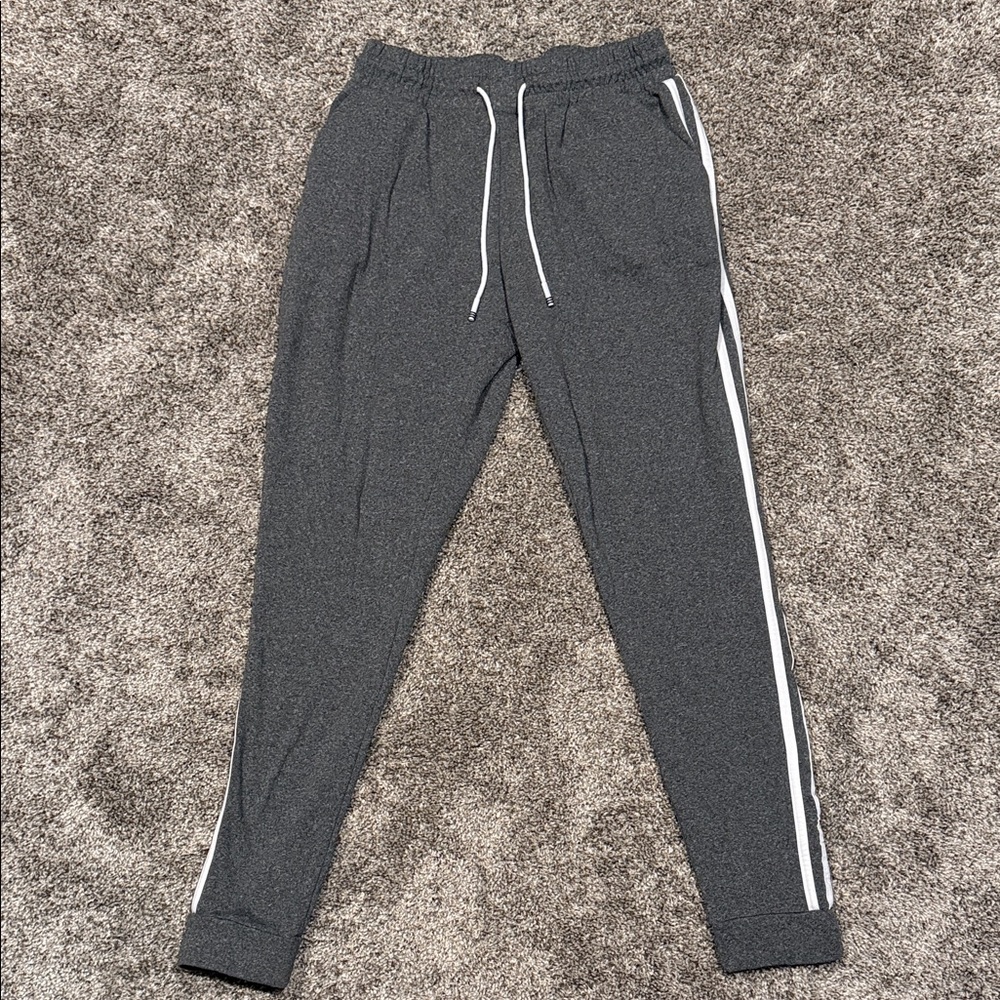 Men's Gray Jogger Pants with White Stripe